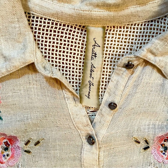 Aratta Silent Journey Button Down Embroidery Shirt XS - Picture 3 of 7